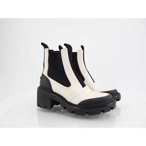 Tory Burch Women's Chelsea Lug Sole Ankle Boots Size 8 Black White Slip On